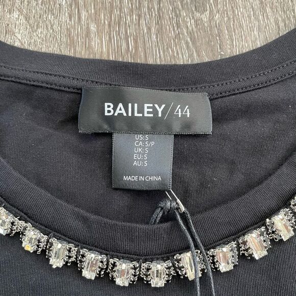 NWT Bailey 44 Jewel Neck Black Top - Size: Small - Picture 3 of 7